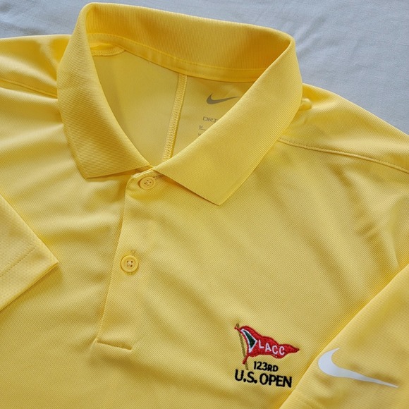 Nike Other - Nike LACC 123RD US‎ OPEN Dri-Fit Tour Golf Polo Shirt Men's Medium Yellow Solid
